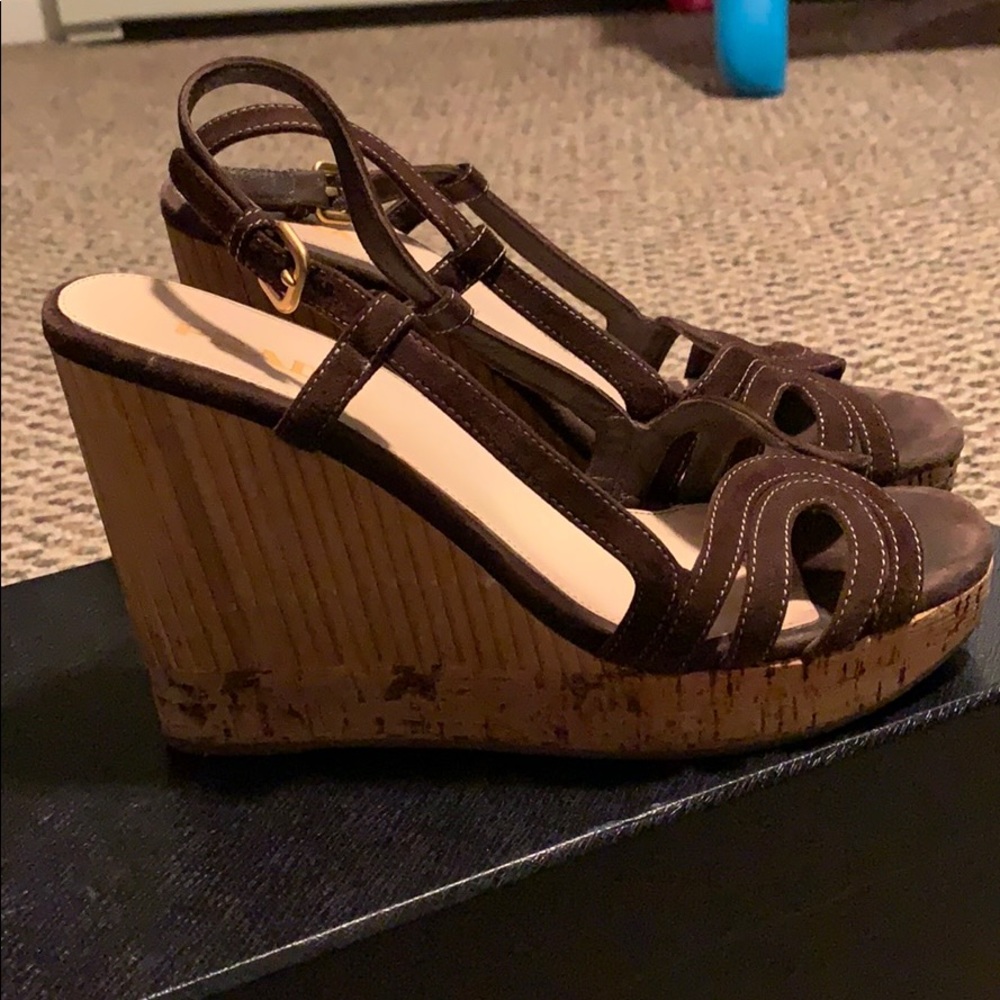 Ladies Prada brown suede wedges. - Picture 2 of 6